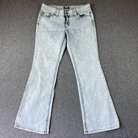 Vintage Allen B. Schwartz Y2K Flare Denim Jeans Women Size 12 Acid Wash Low Rise - Picture 1 of 14